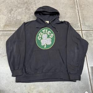 vintage boston celtics mitchell and ness faded black hoodie size large